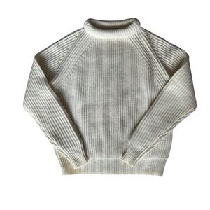 NLST Navy Women’s Cream Ribbed Crew Neck Merino Wool Sweater Size XS EUC